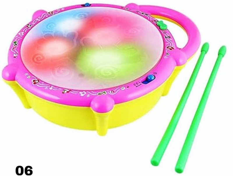 KAVANA Musical Instrumental Drum Toys for Childrens with 3D Lights(Multicolor)