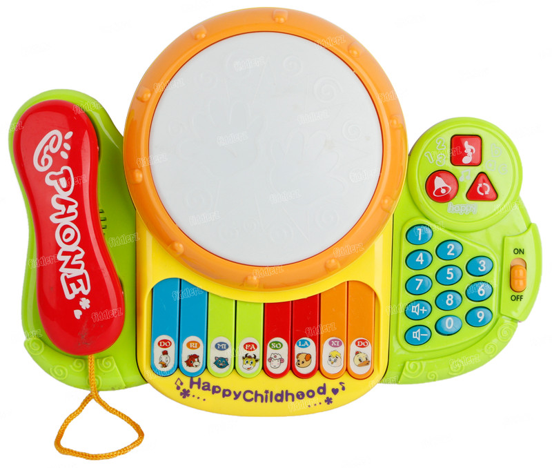 FIDDLERZ Toys Drum Keyboard Musical Piano with Flashing Lights Ringing Phone No. keys(Multicolor)