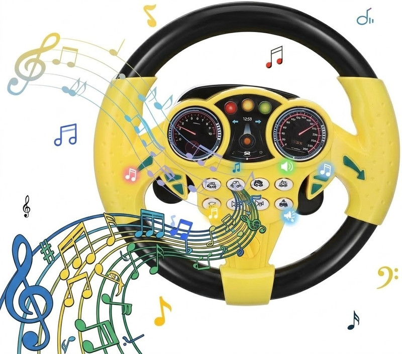 KIDOPOP Kids Toy Steering Wheel with Music and Lights(Multicolor)
