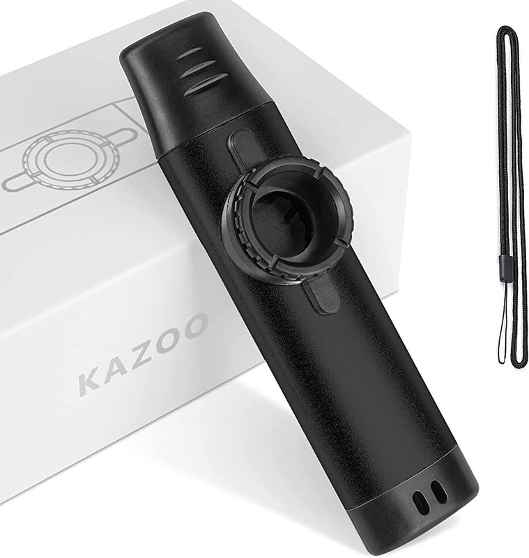 PATPAT Metal Kazoo Musical Instrument, Aluminum Alloy Kazoo with 5 Replaceable(Black)
