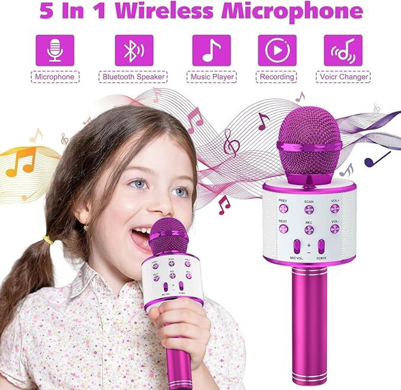 PLAYSPHERE Wireless Bluetooth Karaoke Microphone for Kids(Gold)