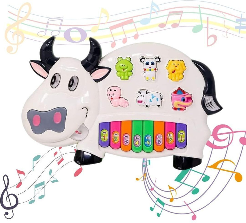 Kidoyz Musical Rabbit Piano Toy with Flashing Light & Animal Sounds for Kid(Multicolor)