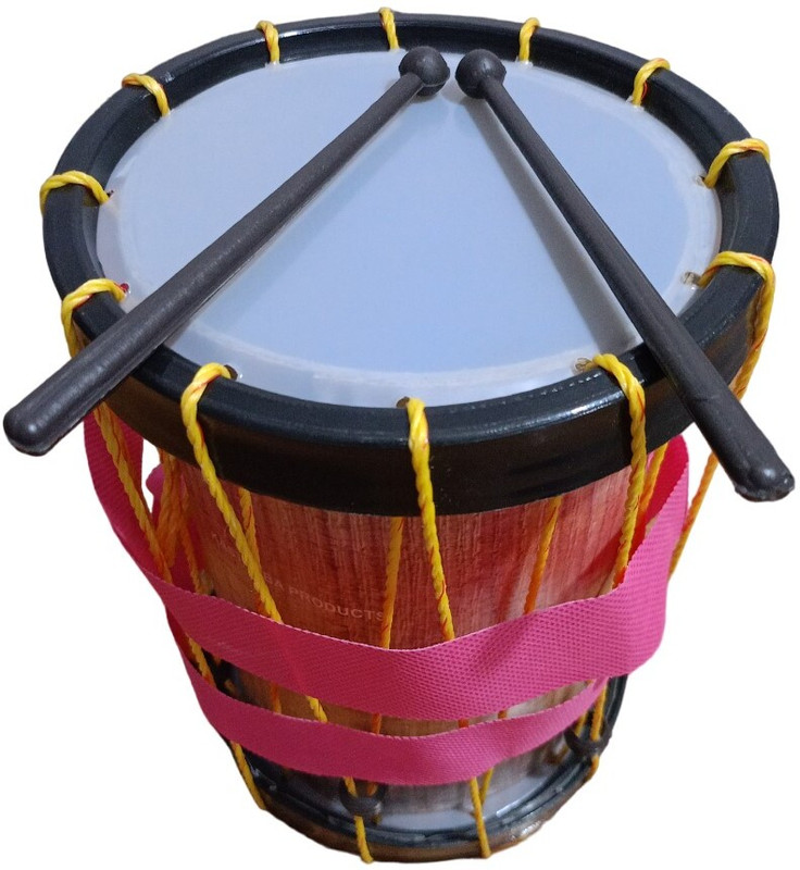 AZATTO Indian Made Musical Drum Chenda Dhol Toys for Kids Large size with 2 sticks(Multicolor)