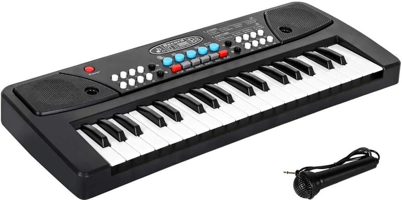 BARODA TOYS NX Kids Piano With 37 Keys, Mic, 8 Rhythms, 8 Tones, 6 Demos, Portable Keyboard.(Black)