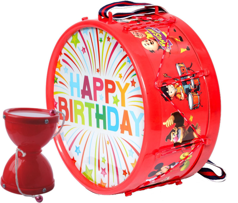 khushi enterprise Musical Medium Damru(8.3x10.2cm) with Medium Drum(20.3x10.7cm)(Red)
