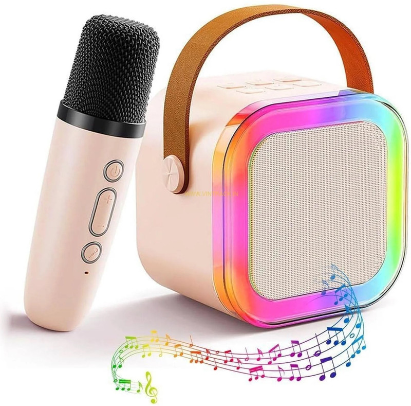 KIDOPOP Rechargeable Wireless Mini Portable Bluetooth Speaker with Mic & RGB LED Lights(Multicolor, Pink)