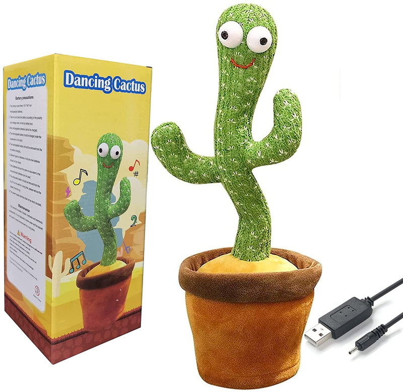 nts NAUGHTY TODDLERS Pack of 2 Dancing Cactus Plush Toy Singing Recording Repeats(Green)
