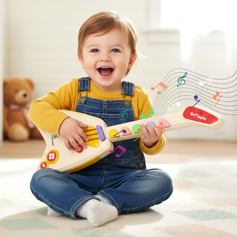 R for Rabbit Orapple Funtunes Musical Guitar Toy with Lights, Music & Volume Control(Beige)
