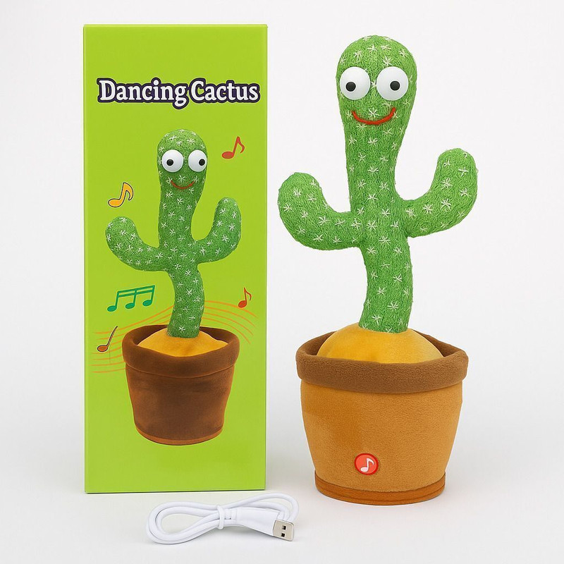 CRAFTOOTOYS Talking Cactus Plant Plush Toy Dancing Cactus Voice Repeat(Green)