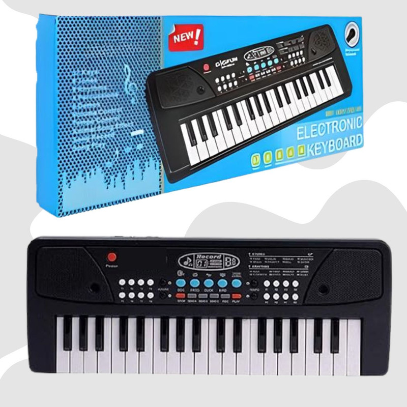 MM toys Kids Piano with Mic 37 Key 8 Rhythm 8 Tones 6 Demos Portable Electronic Keyboard(Black)