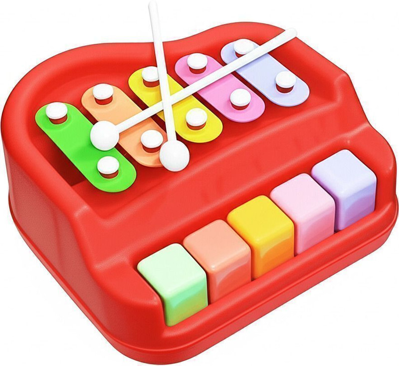 Toys World Piano Xylophone for Kids | Multicolor 5 Key Musical Toy with Mallets(Multicolor)