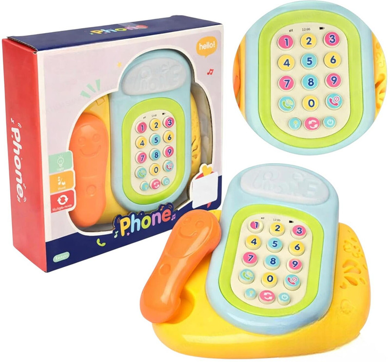 ZAVI GLOBAL Musical Learning Toy Telephone for Kids with Lights, Numbers & Multi-Mode Fun(Multicolor)