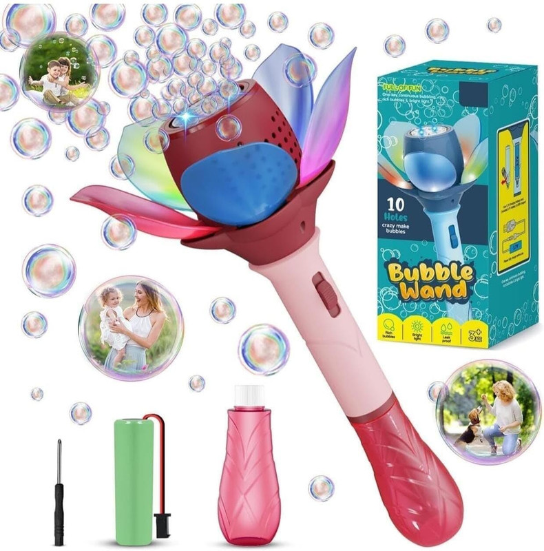 Jiyanux Bubble Stick for Kids,Bubble Machine 10000 Bubbles, Light-Up Flower Bubble Wand(Multicolor)