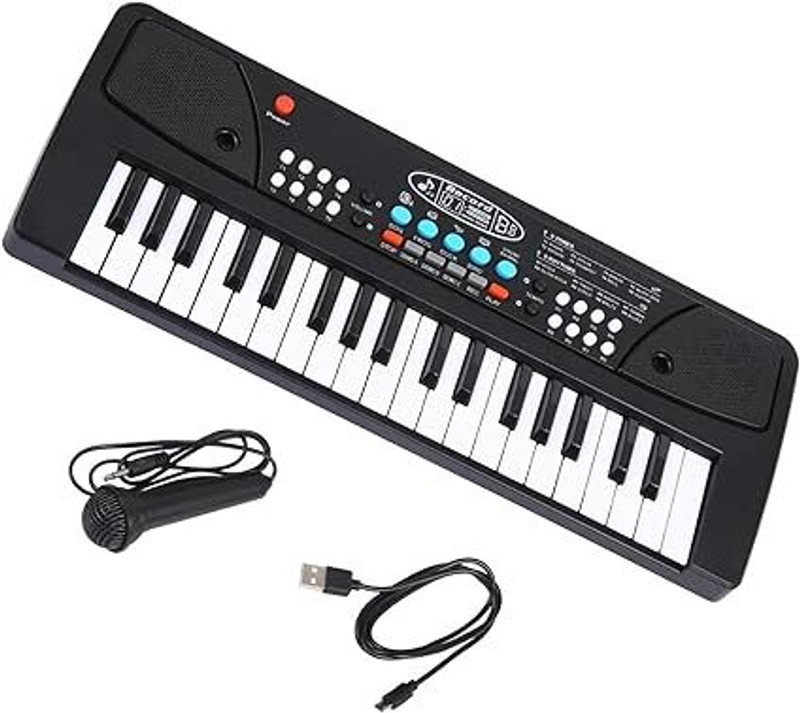 BANTAS 37 Key Piano Keyboard Toy for Kids with Mic Analog Portable Keyboard (37 Keys)(Black)