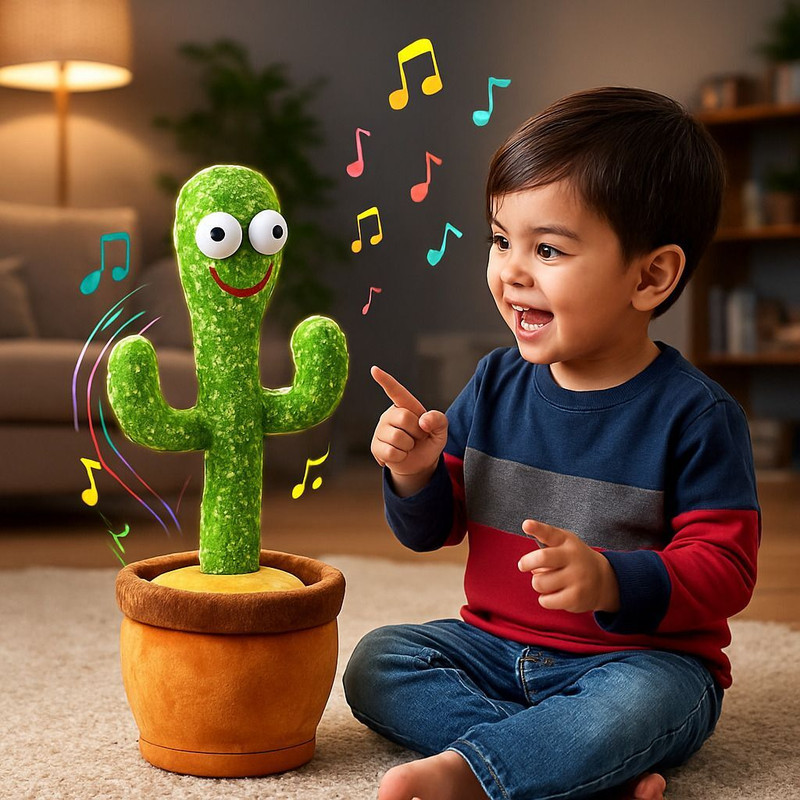 Viffax dancing Cactus Toys Talking BabyToys Kids Pack of.1 Education Toys for Children(Green)