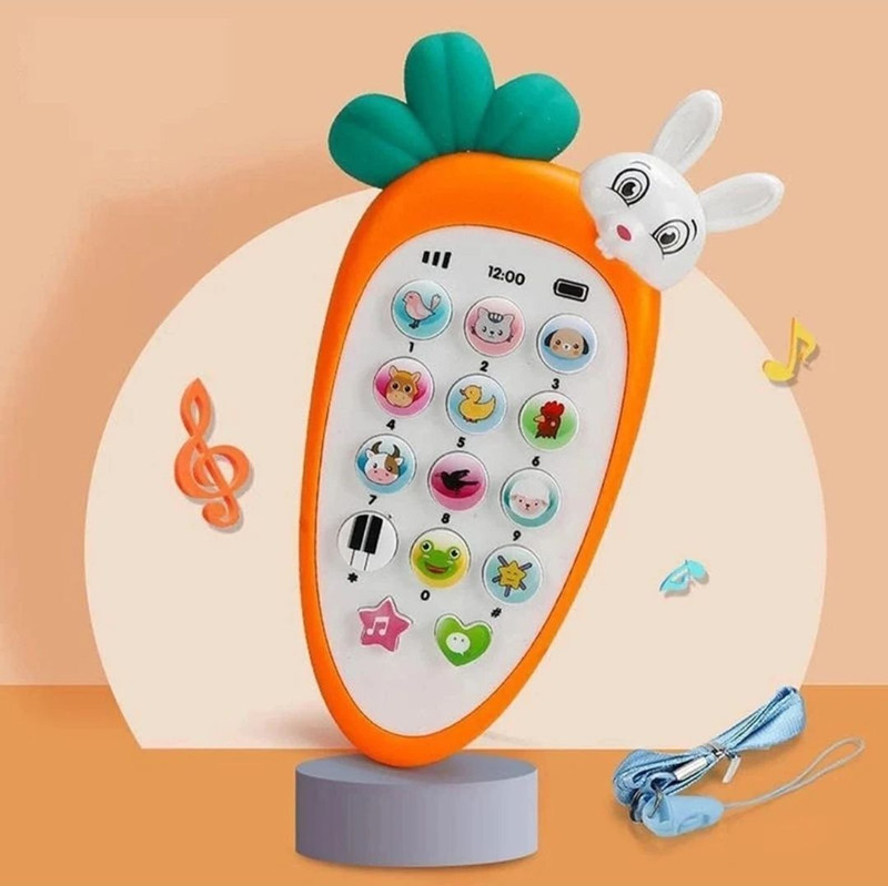 KidWiz Carrot Rabbit Educational Phone Toy for Toddlers, Music & Animal Sound Learning(Orange)