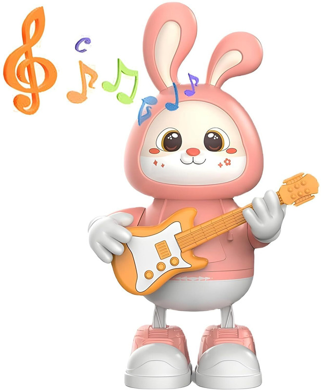 TWKS Musical Rabbit Guitarist Dance Bunny Toy with Guitar On Hands(Pink, White)