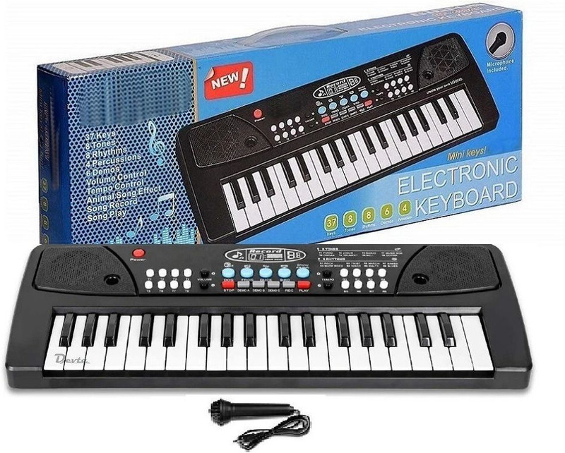Devta Kids Piano Keyboard, Piano for Kids with Microphone Portable Electronic Keyboards for Beginners 37 Keys Musical Toys Pianos for Girls Boys Ages 3-12(Black)