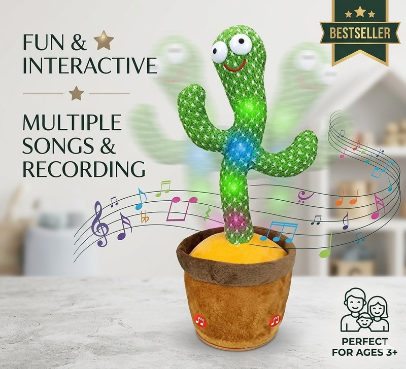 VEDANT ENTERPRISE Cute and Funny Dancing Cactus Soft Creative Kids Educational Musical Kids Toy(Green)