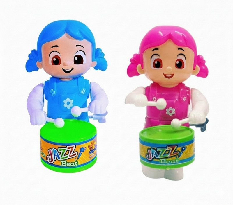 Maa Momai Toys Jazz Beat Twin Drummer Combo(Blue, Pink)