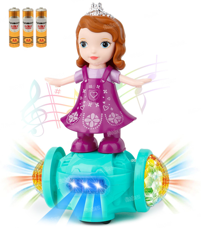 FIDDLERZ Dancing Doll for Kids Light & Sound with Bump N Go & 360 Degree Rotating Toy(Multicolor)