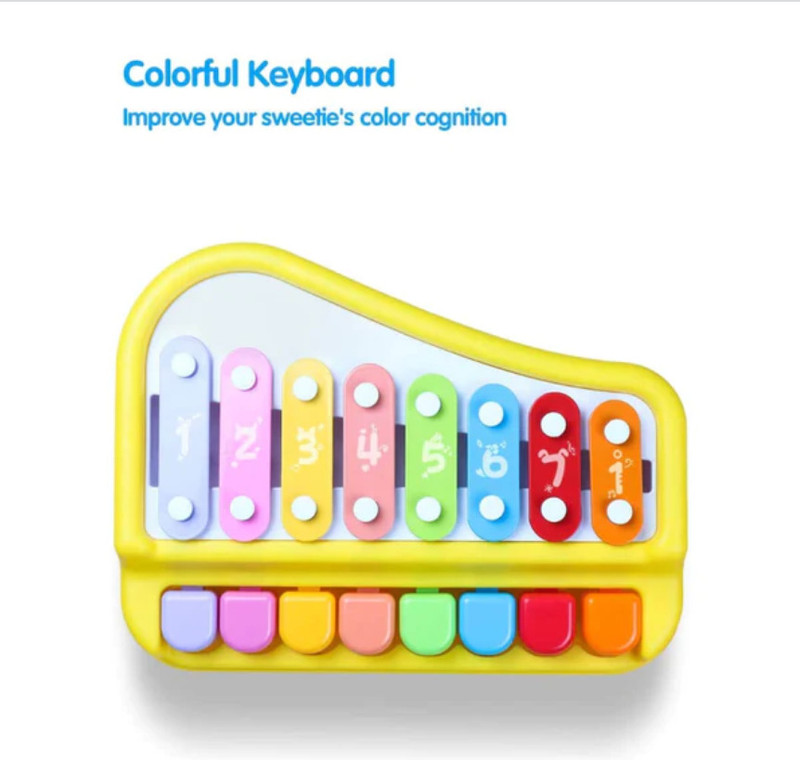 Leons 2 in 1 Piano Xylophone Musical Instrument with 8 Key Scales for Clear Tones(Red)