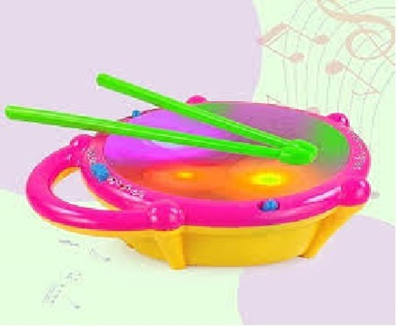 Glimring Toys Flash Drum with Sticks, Electronic Non Toxic Drum(Multicolor)