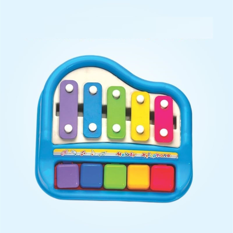 VIHU Small 2 in 1 Musical Xylophone & Piano Toy for Kids with 5 Multicolored Keys 80(Multicolor)