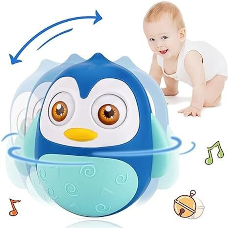 SuNZita Rolly Polly Toy Doll with Sound and Moving Eyes Toddler Play Sound Toy(Blue)