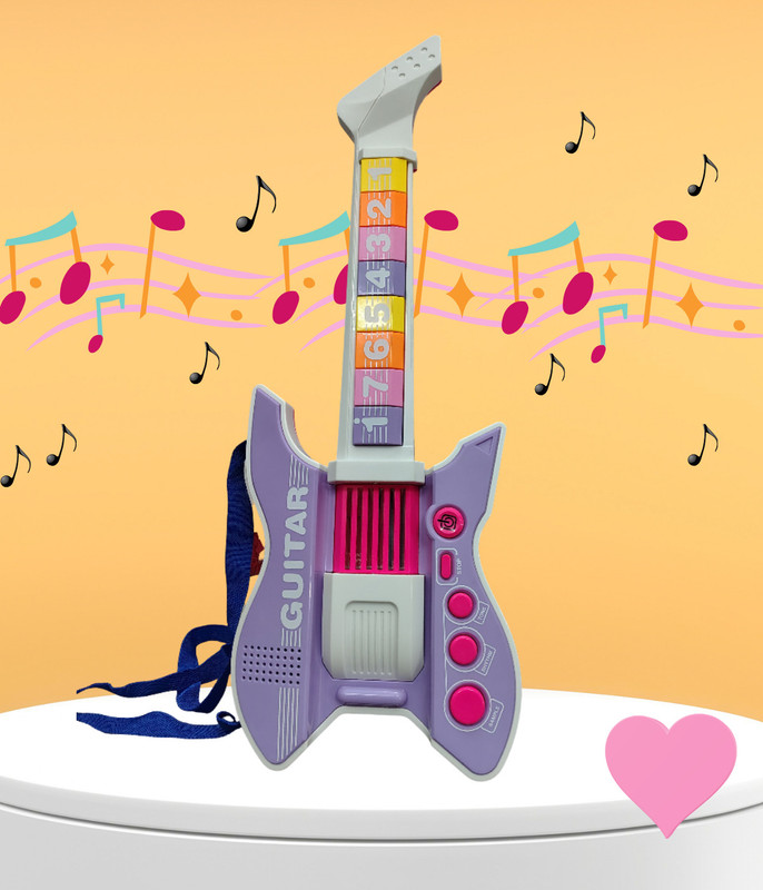 Bravia Guitar Rockband, Battery Operated Music and Lights Rock Band, 8Rhymes Sound(Pink, White)