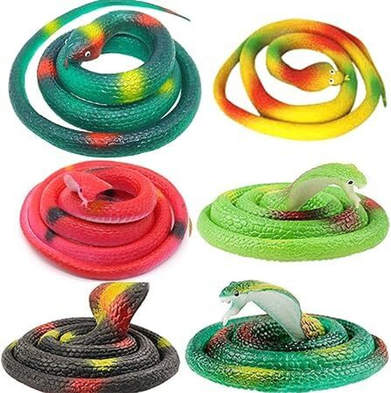CJ CHILDREN Cobra Snake Prank Toy for Kids (Multi Color 28 -inch)Pack of 4 stress releif toy Gag Toy