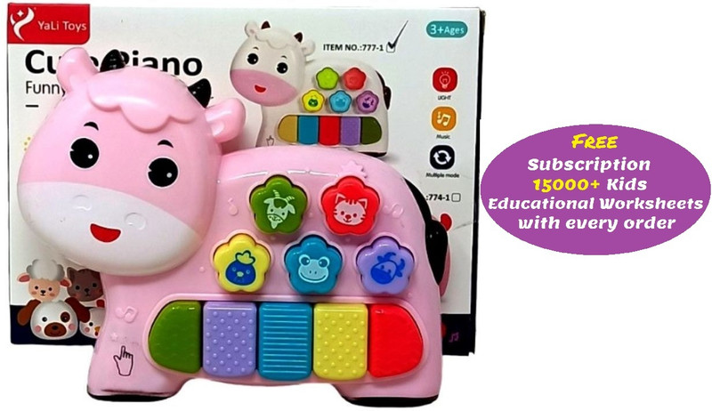 Kidsaholic Cow Musical Piano with Modes, Wonderful Animal(Different) Sound Music(Multicolor)