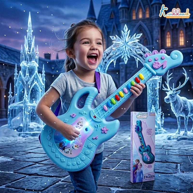 DISNEY Frozen Theme Musical Guitar Elsa Anna Toy with Lights and Sound(Multicolor)