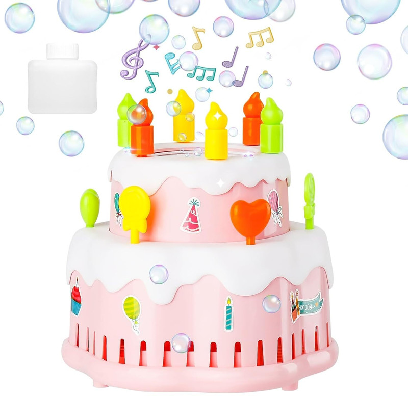 Kidz N Toys Birthday Cake Bubble Machine for Kids Outdoor Play(Multicolor)