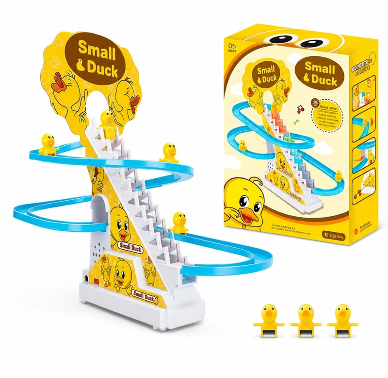 KHELO BACHO Small Duck Automatic Climbing Toy Set | Musical Duck Slide Track Toy for baby(Yellow)