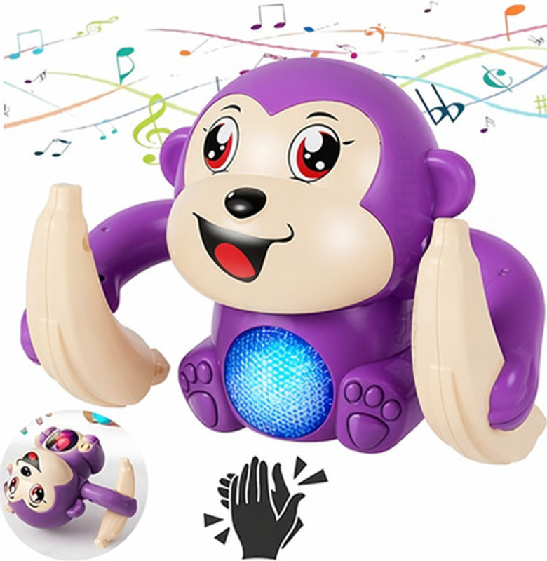 Teej Dancing and 360' Rolling Banana Monkey Musical Toy with lights and Clap sensor(Multicolor)
