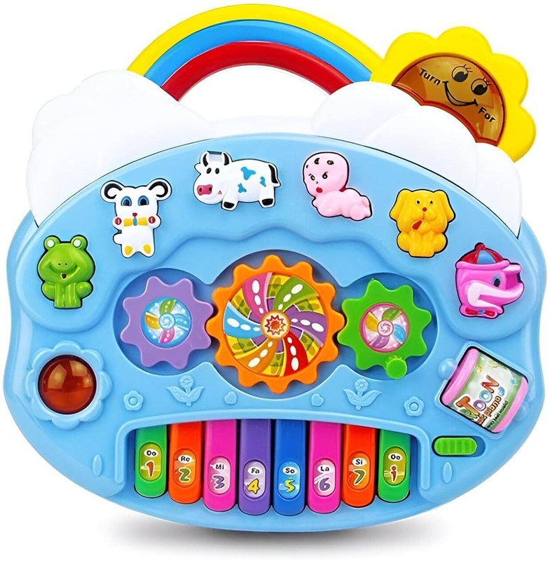 Emporium 99 Multifunctional Rainbow Piano with Funny Animal Sounds, Music and Lights Toy(Multicolor)