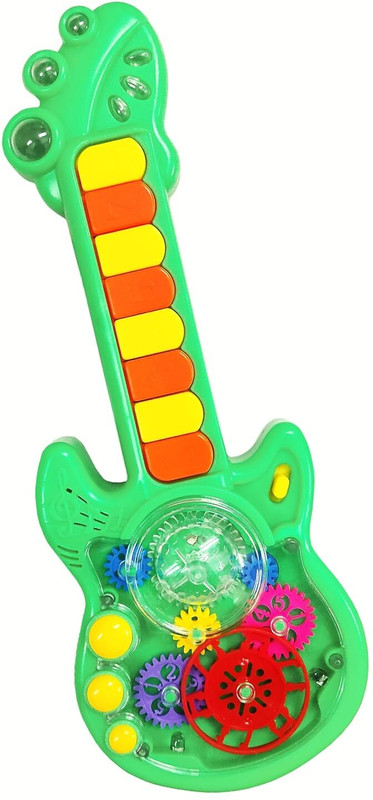 Tinywonders Mini Musical Gear Guitar & Eight Key Switches, Piano Sound, Flashing Lights Toy(Multicolor)