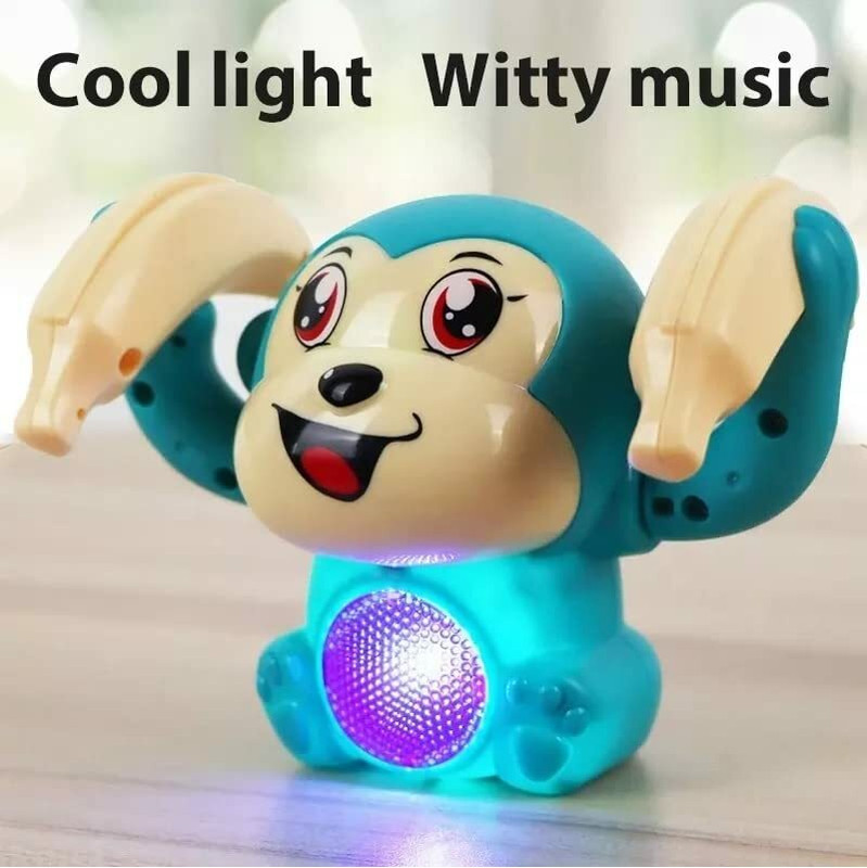 LAKSHITA Rotation Dancing & Spinning Rolling Monkey with Light & Sound Toy for Kids(Blue)