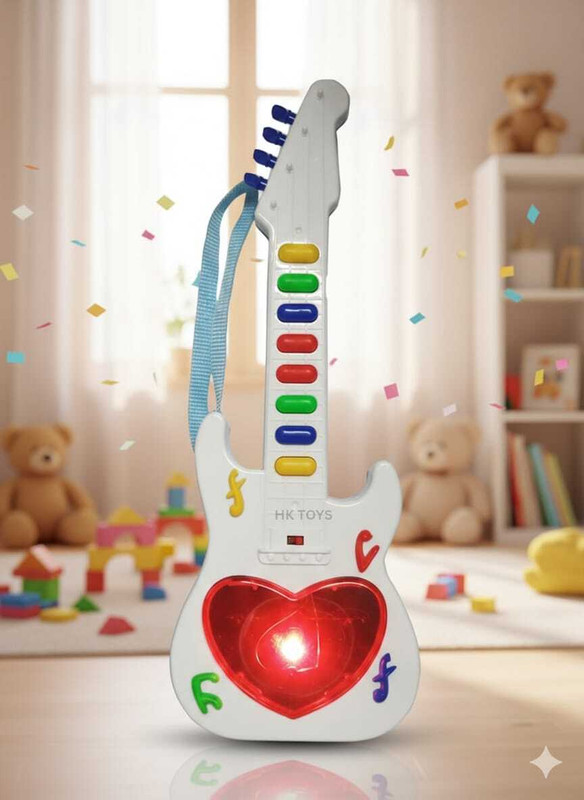 HK Toys Premium Quality Electronic Mini Guitar Toy with 8 Colorful Keys and 3D Lights(Multicolor)