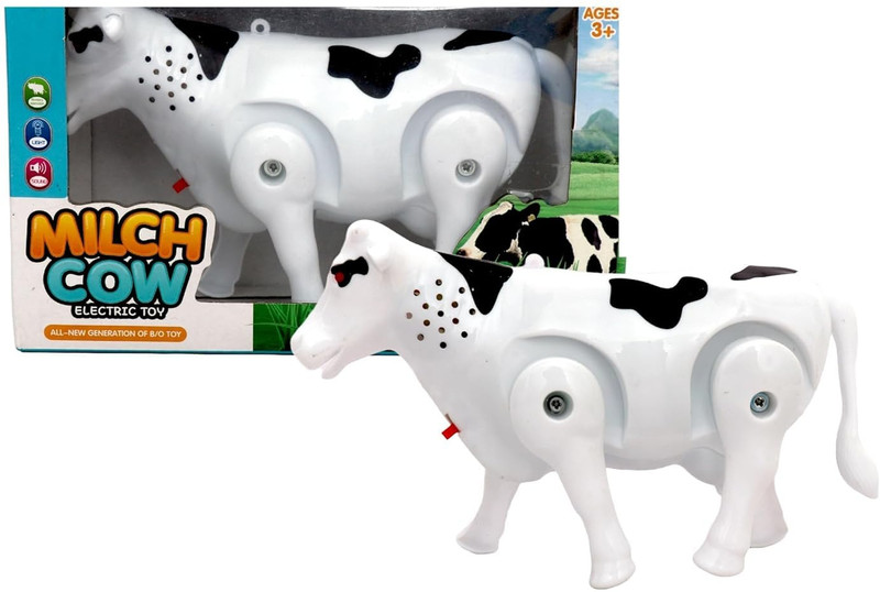 VTOJA MILCH COW Electric Toy With Walking, Swinging Legs, Sound & Light Features(White)