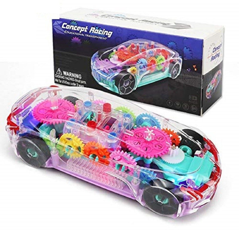 Ninjatoys 3D Concept Gear Car Toy, Transparent Car, With 360 Degree Rotation-PG417(Multicolor)