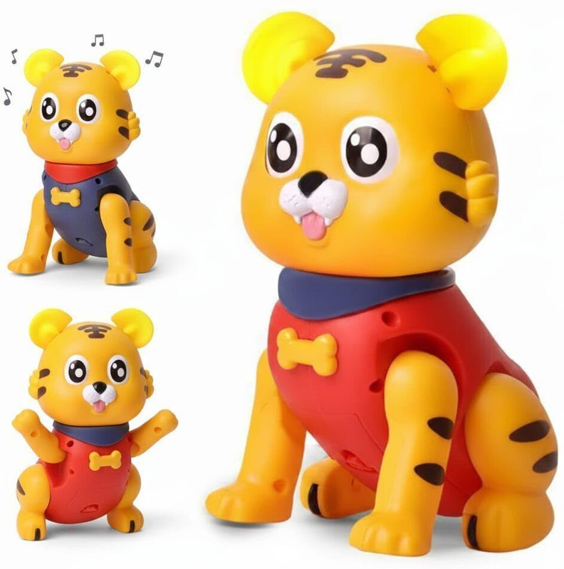 Liztora Jumping Tiger Toy for Kids | Dancing & Walking Musical Animal with Lights(Multicolor)