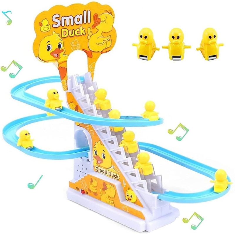 Jasin and co Happy Duck Track Set Toys for Kids Climbing Stairs Dancing Duck Slide Toy(Yellow)