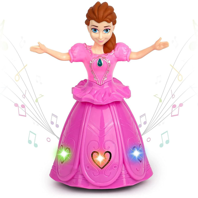 mega shine 360 Degree Rotating Dancing Doll Princess Girl Battery Operated Flashing Lights(Multicolor)