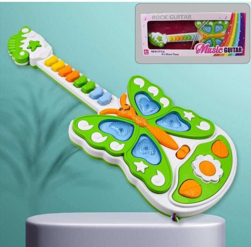Ritesh Sharman Traders Butterfly Guitar Toy with Light and Music Toy123(Multicolor)