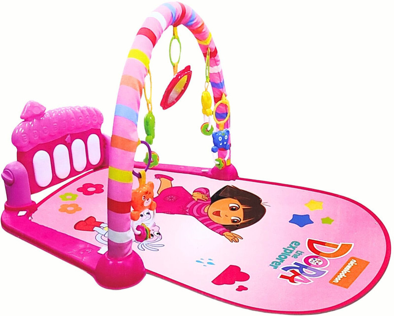 RAINBOW RIDERS Dora Musical Baby Play Gym Piano Mat & Fitness Rack for Infants 0-2 Yrs(Multicolor)