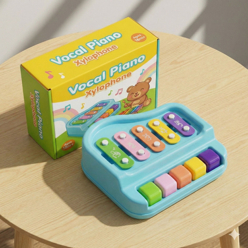 SmartKids 2-in-1 Piano & Xylophone | Battery-Free Music Toy for Kids(Multicolor)