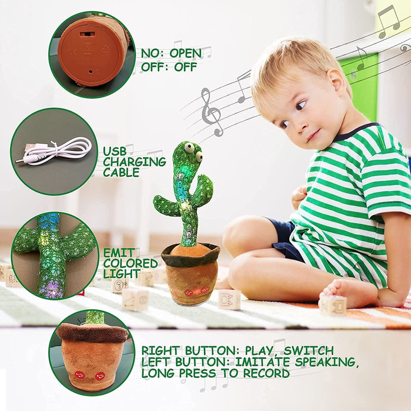 SHRIBALAJITOYS Dancing Cactus Repeat, Repeat+Recording+Dance+Sing(Multicolor)