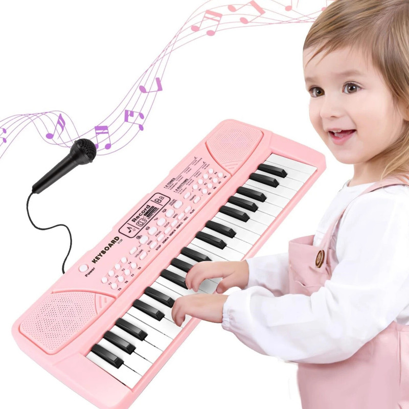 Toyvala The Musical Piano With 37 Keys Keyboard, With Microphone & USB Power Cable(Pink)